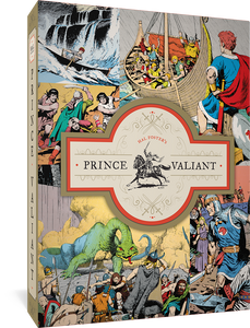The cover to Prince Valiant Vols. 16 - 18: Gift Box Set, featuring a variety of scenes from the comic.